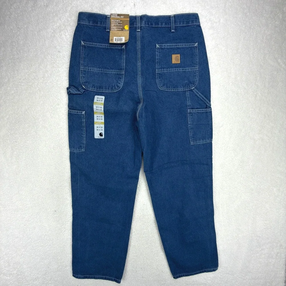 Carhartt Work Dungaree Denim Jeans Mens 36x32 B13 DST Darkstone NWT NOS